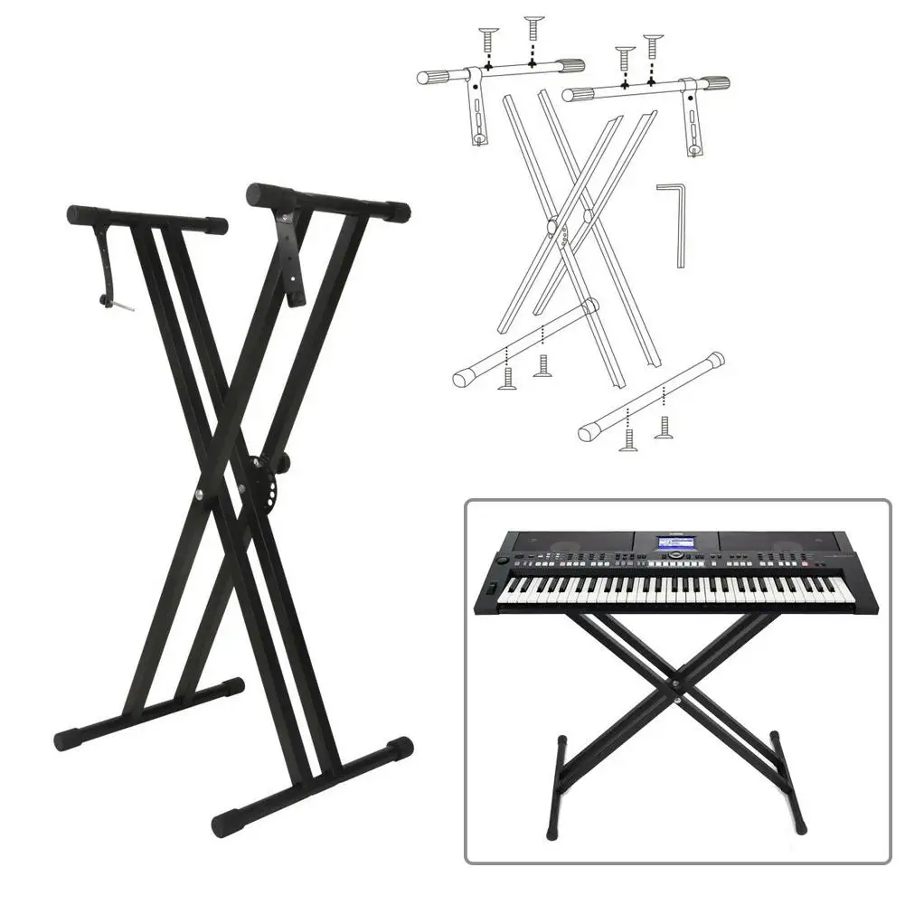 54 61 76 88 клавишная электронная фортепианная подставка, регулируемая x-образная двойная трубчатая железная стойка, универсальная клавиатура, инструмент, подставка, аксессуары