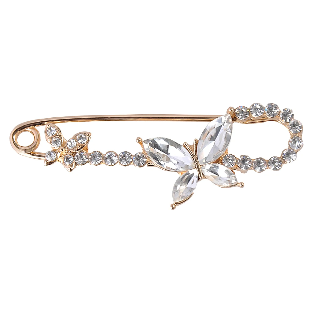 Stunning Crystal Safety Pin Scarf Coat Gown Clip Collar Lapel Pin Wedding Party Men Women Clothing Decorations