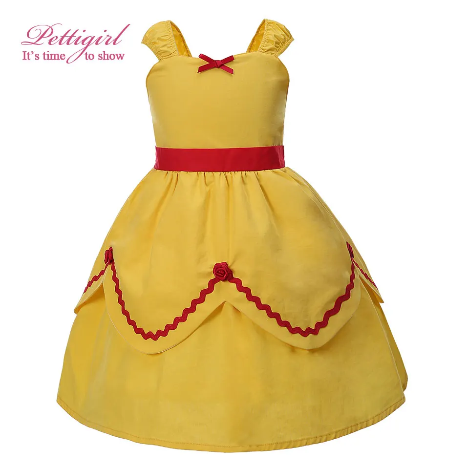 Pettigirl Girls Party Dress Baby Girl Princess Dresses Yellow Layered