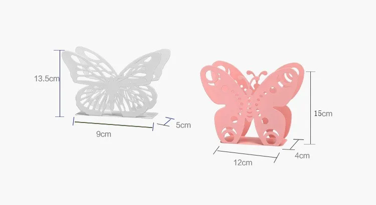 Красивый металлический стальной Железный держатель для салфеток, держатель для полотенец, блок салфеток, стойка для домашнего стола, декоративная коробка, белый, черный, розовый, бабочка