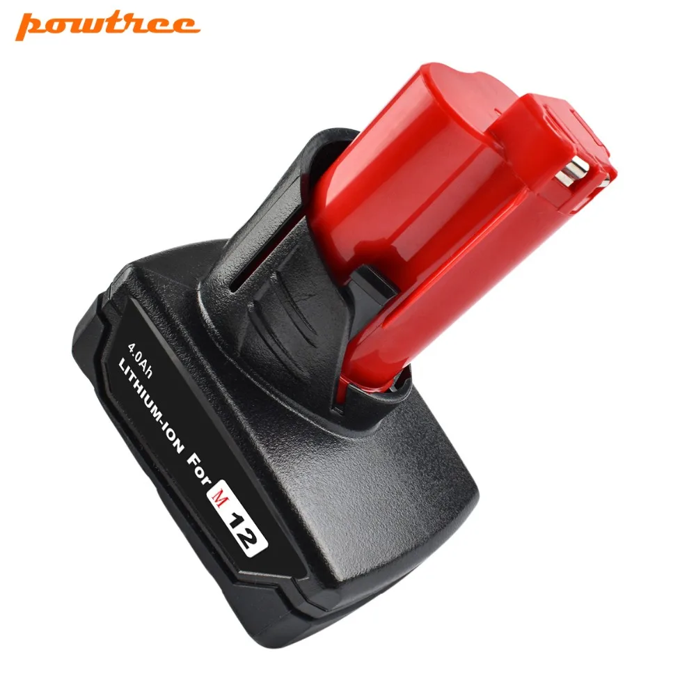 

Powtree For Milwaukee 4000mAh 12V M12 Power Tool Li-ion Battery Replacement C12 B C12 BX C12 D C12 WS M12 IR M12 J