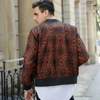 

2019 Autumn Jacquard Bomber Jacket Men 3 Colors Luxury Party Jacket Outfit Club Bar Coat Men Casaca Hombre 3XL Jaqueta Masculina