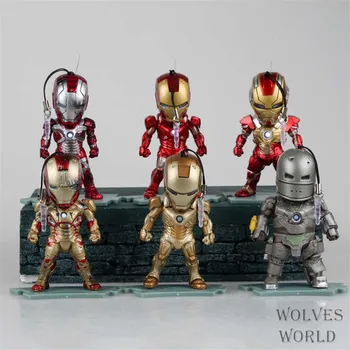 

Anime Iron Man Light & Action Function Figure Iron Man Mark I Mark XX Mark VII PVC Action Figure Collectible Kids Toys 6pcs/set