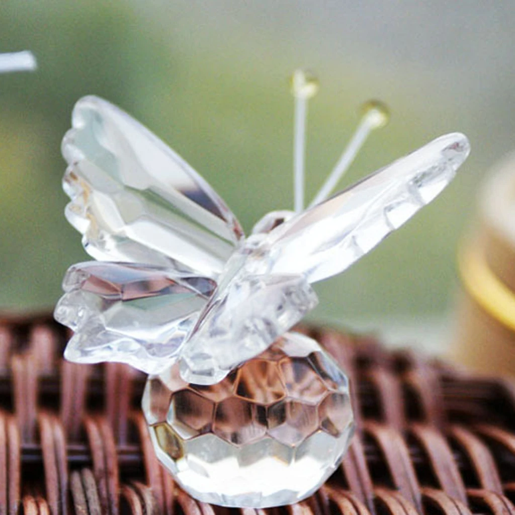 Wedding Gift Beautiful Crystal Butterfly Glass Ornaments for Birthday Party Favor Baby Shower Supplies Home Tabletop Decor 