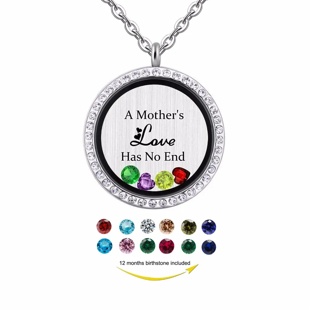YOUFENG Floating Living Memory Locket Pendant Necklace Family Tree of Life Birthstone Necklaces 
