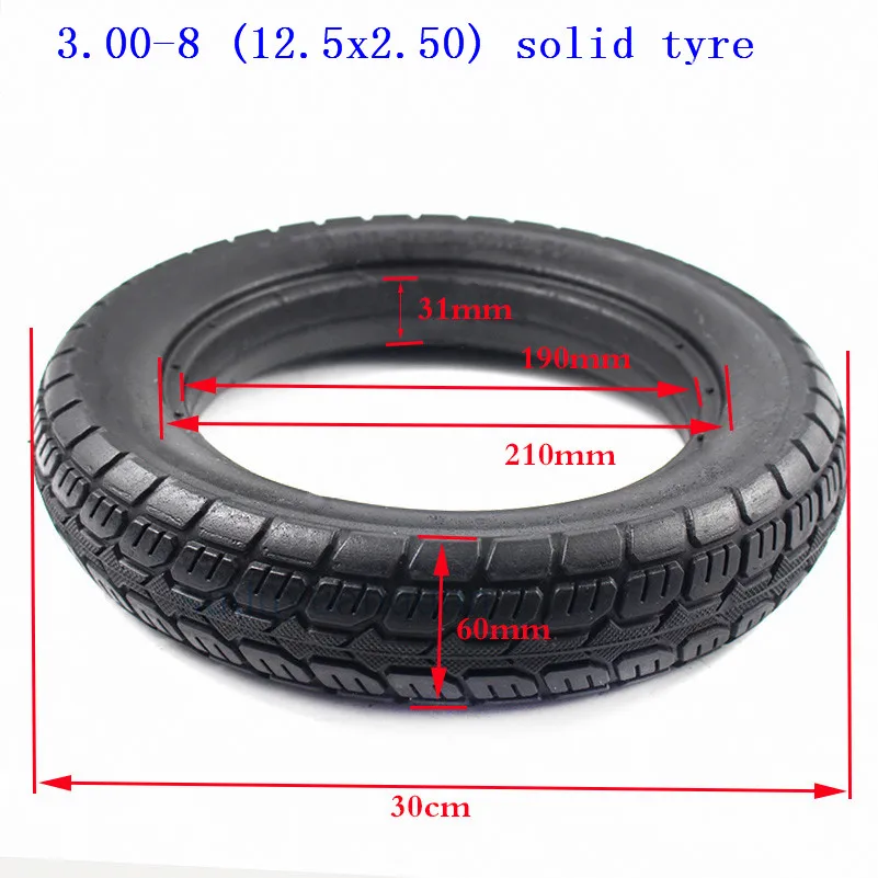 3,00-8 ненадувные твердые шины 12,5x2,50 шины для мини-мотоциклов электромобилей подходят для ступицы паза шириной 30-35 мм