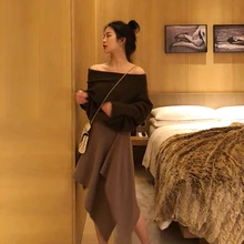 Осень НОВАЯ тонкая Асимметричная Женская юбка в Корейском стиле, модное женское мини-платье для отдыха, сексуальная темпераментная юбка