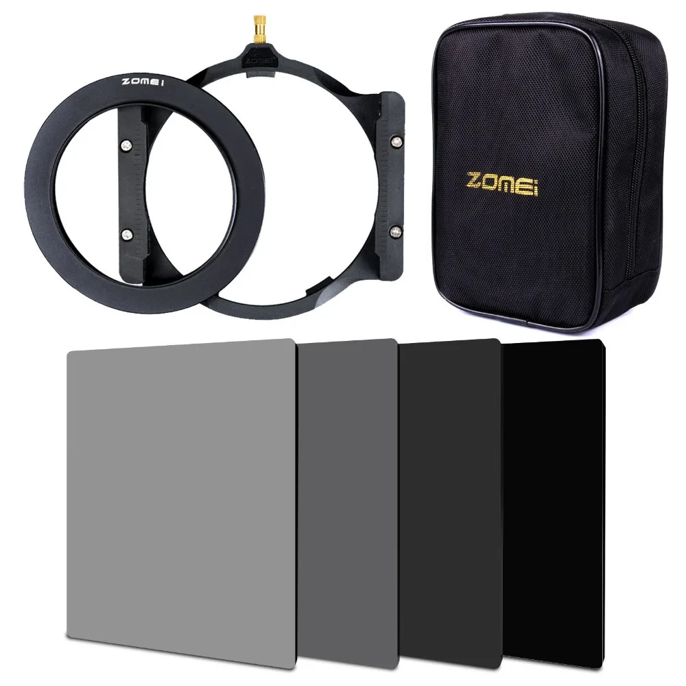 

Zomei 7 in 1 150*100mm Full Color ND2+4+ND8+16 Square filter+ring+holder+16 slotBag For Cokin Z (67mm / 72mm / 77mm / 82mm)
