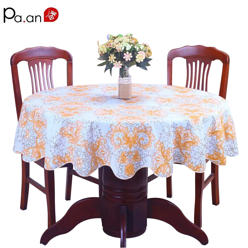  Pastoral Plastic Round Tablecloth PVC Oil Proof Waterproof Romantic Florals Printed Table Cover Wed