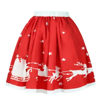 

2017 Women Christmas Evening High Waist Party SKIRT Pleated Bust Petty Bubble Santa Snowflake Ball Gown Skirt