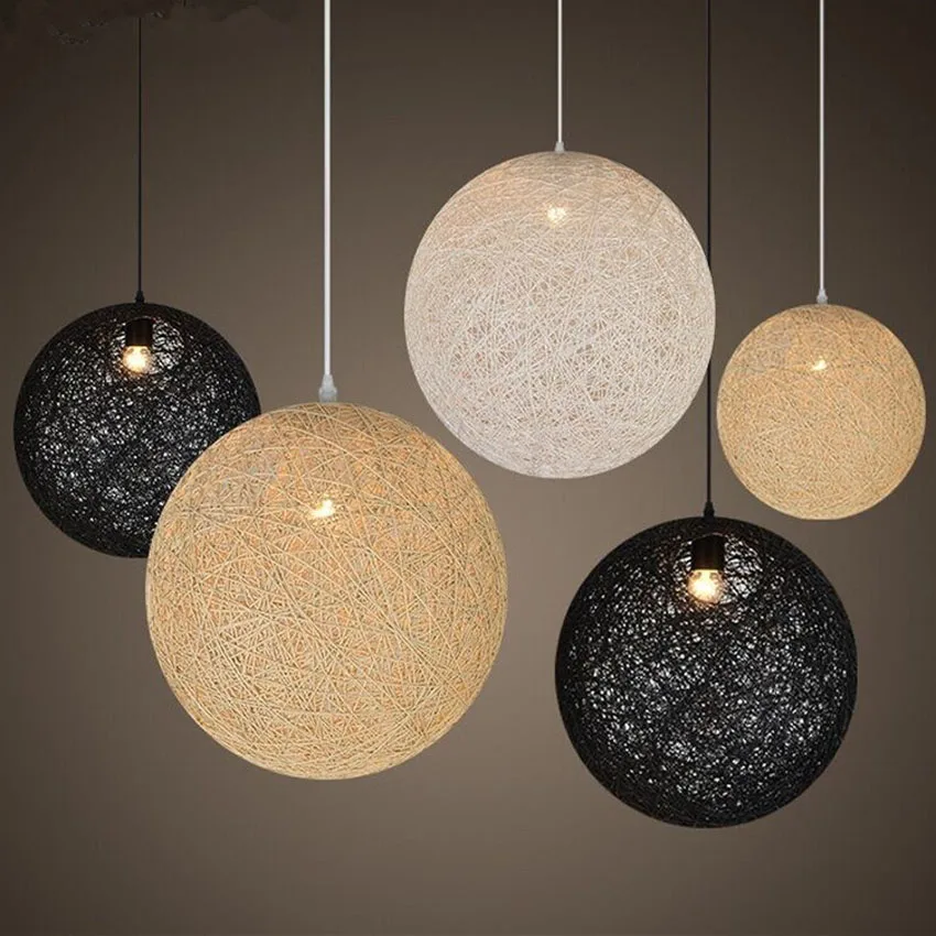 

Nordic modern pendant lights dia 30 35 40 45 50CM Handmade Hemp Ball LampShade hanging lamp for cafe restaurant lighting fixture