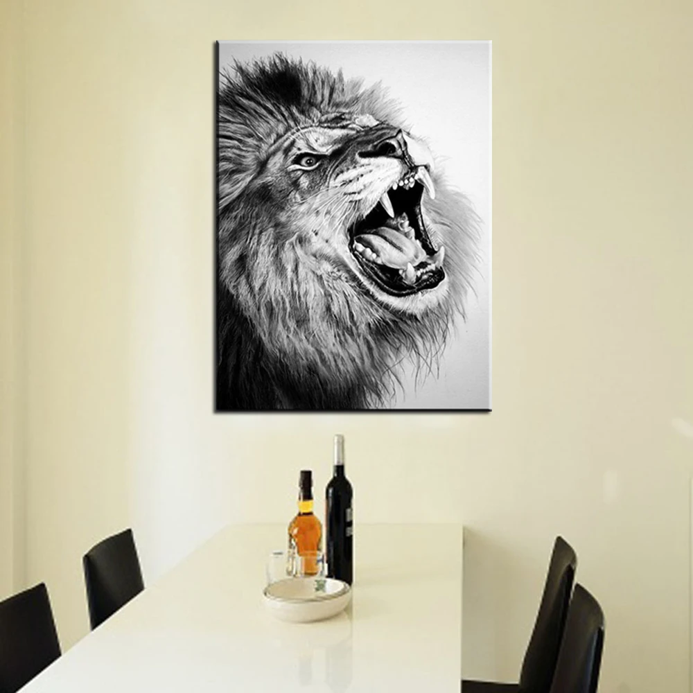 large Abstract modern african animal black and white