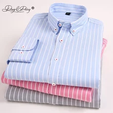 DAVYDAISY Мужская рубашка Новое поступление Высокое качество хлопок Оксфорд с длинным рукавом полосатые рубашки мужские повседневные Рабочие Рубашки DS294