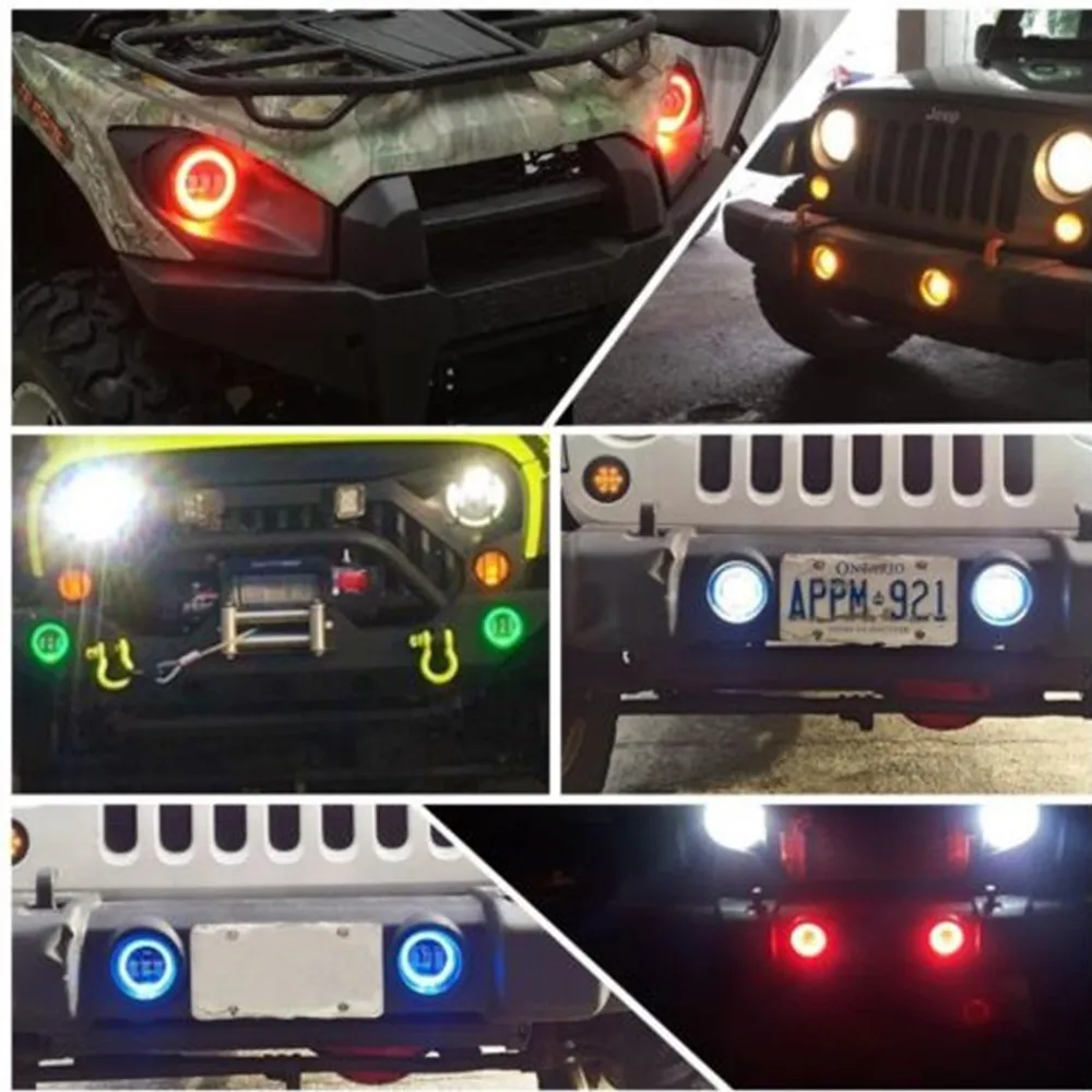 RGB 7 дюймов Halo Фары+ " Светодиодный Противотуманные фары для Jeep Wrangler JK 07-18 Wrangler аксессуары Bluetooth приложение Управление комплект