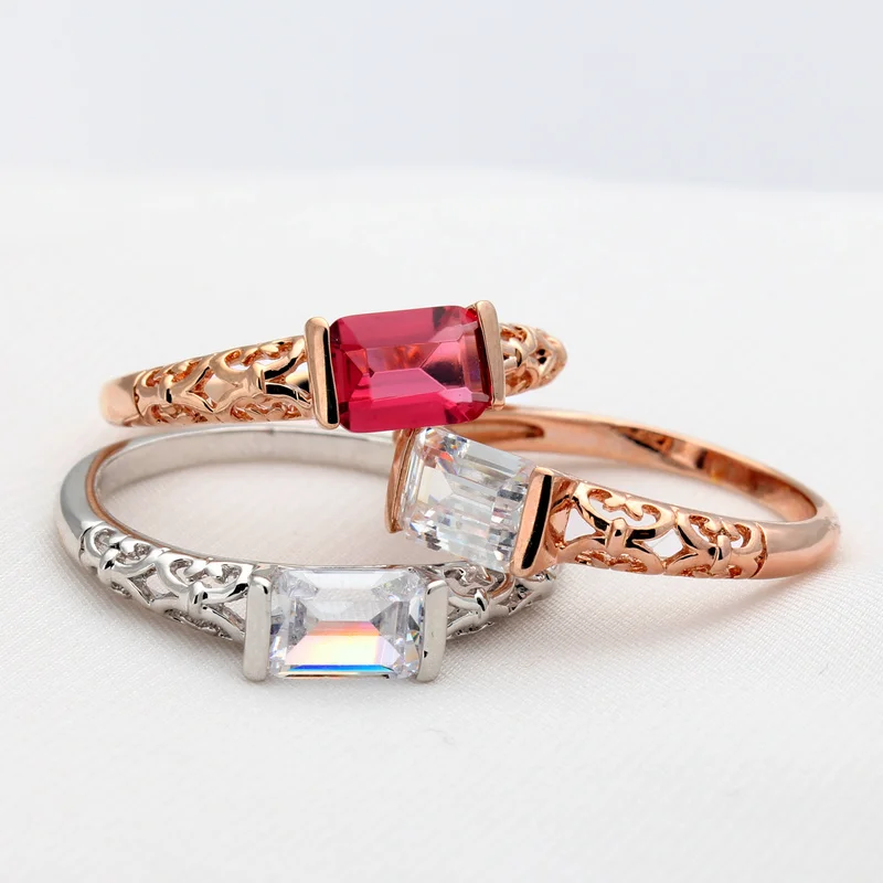 CC Трендовое винтажное ювелирное очаровательное кольцо для женщин 3 цвета красный камень романтическое свадебное обручальное кольцо бижутерия CC1085