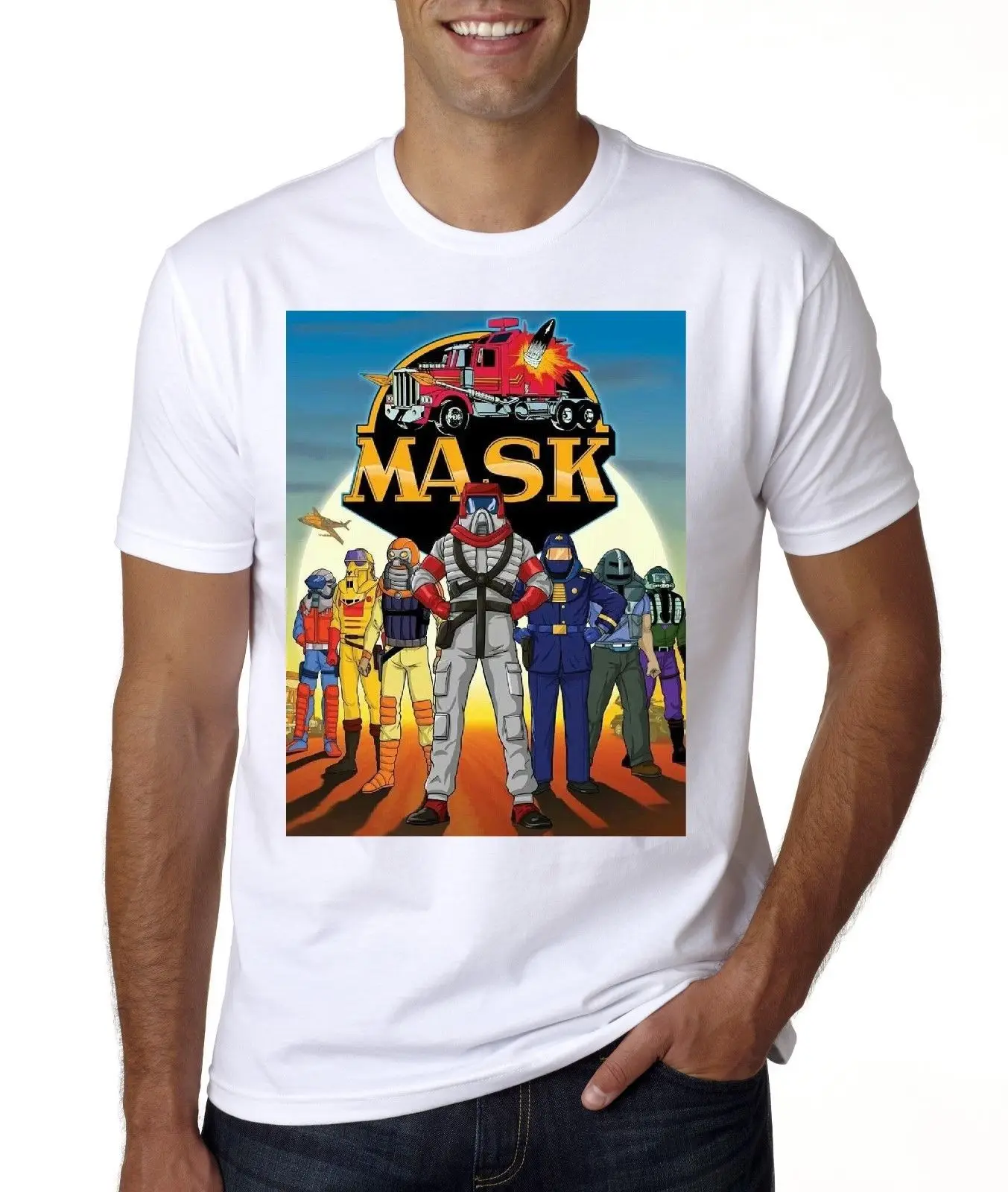 Новые Классические 80 s мультфильм маска футболка Размеры от средней высоты 3XL