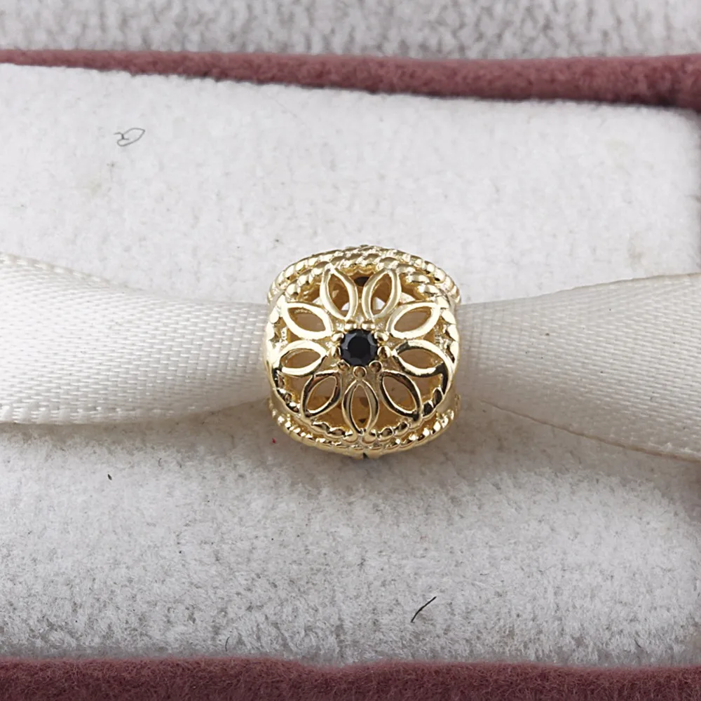 

ZMZY 3D Gold Color Flower With Crystal Original 925 Sterling Silver Charms Beads Fits Pandora Bracelet for Women Jewelry Gift