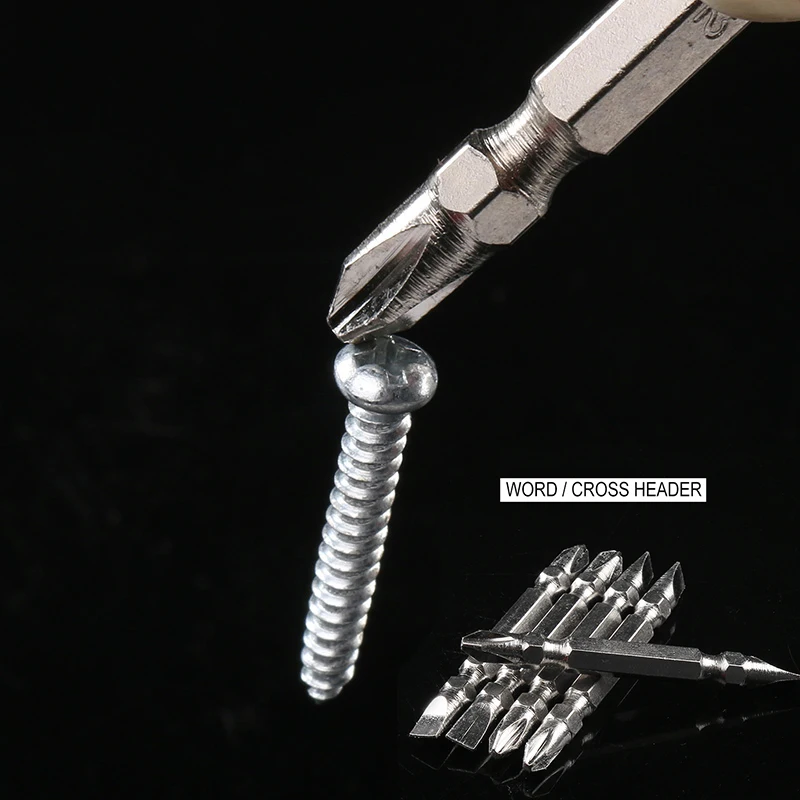 

ZtDpLsd 1Pc 1/4" Slotted Phillips Double Head Electric Screwdriver Screw Driver Bit Profession Hardness Magnetic Cross Head Bit