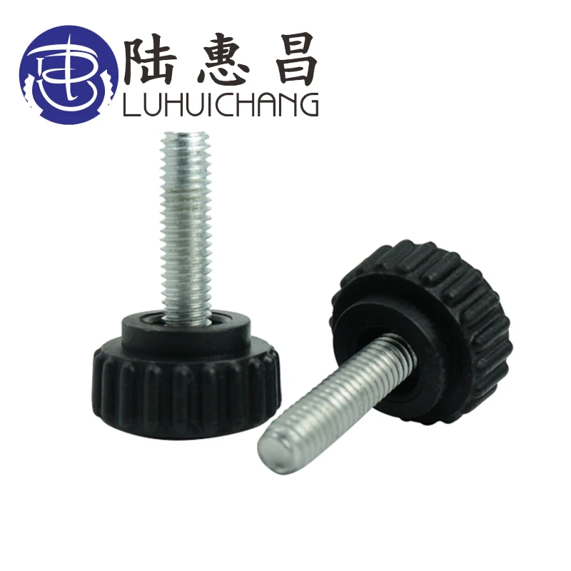 Luhuichang 20 шт. m5 12# черный пластиковый затягивающийся винт с накатанной головкой ручной винт