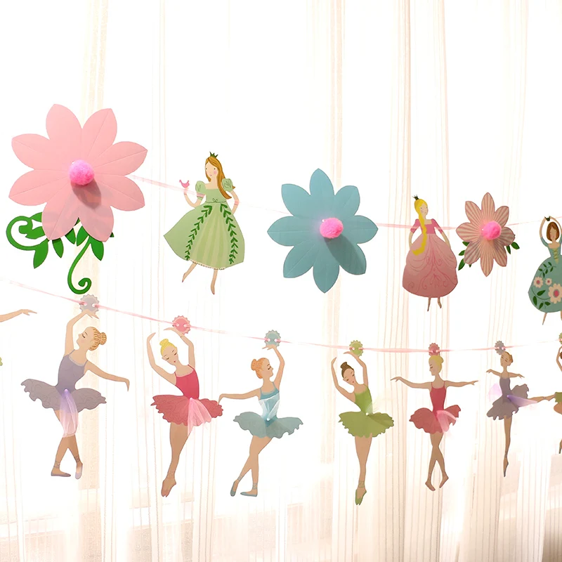 

Girls Ballet Party Banner Hanging Garland With Lace Dress Birthday Festival Event Decorations Supplies