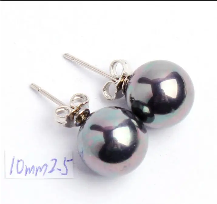 

FREE SHIPPING HOT sell new Style >>>>10mm Smooth Round Shape Mixed Color Shell Silver Fashion Earrings