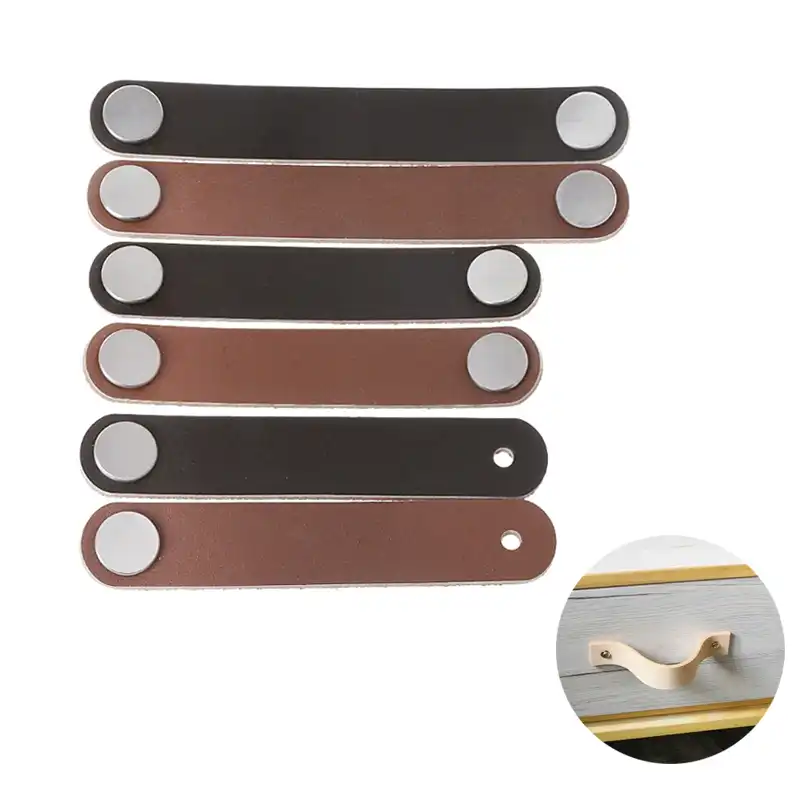 Retro Cabinet Handle PU Leather Dresser Drawer Door Knob Pull Furniture Hardware