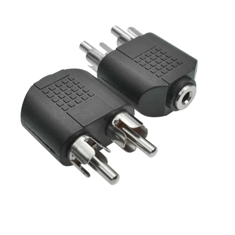 30pcs Jack 3 5mm Audio Connector Headphone Plug Double RCA 3 5mm Female To 2 RCA Male Audio Adapter Nickel plated