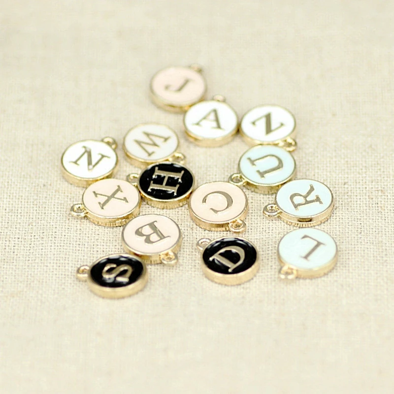 

A-Z 26 Round Both Sides Alphabet Pendant DIY Charm Jewelry Craft Accessories For Handmade Keychain Making Accessories XLZ9100