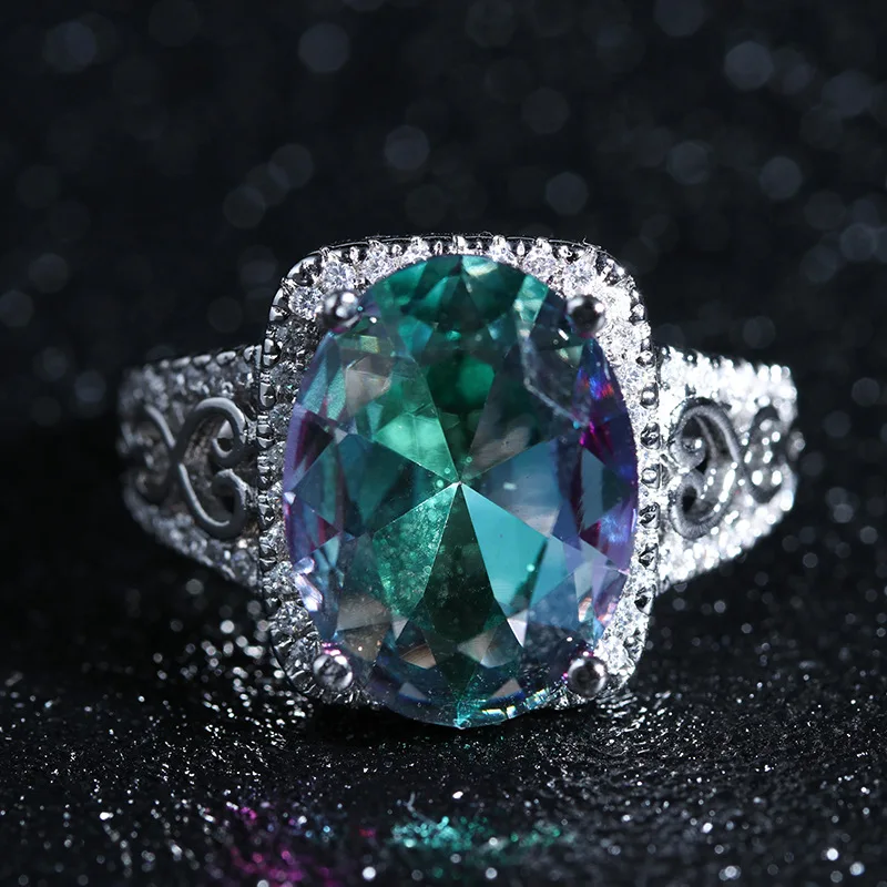 Новые Свадебные/невесты большие CZ& фиолетовый камень ювелирные изделия плата кольца очаровательные женские красивые вечерние кольца anillos mujer ювелирные изделия