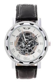 

YCYS!(Black Band & Silver Dial) Men's Non-Mechanical Faux Leather Wrist Watch