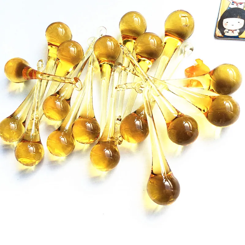 

Free Rings 150pcs 20x80mm Nice Crystal Glass Gold Yellow Raindrop Pendant Curtain Part For Hanging Bar/ Wedding Party Decoration