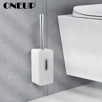 

ONEUP Creative Environmental Modern Toilet Brush Long Handle Nailless Wall-mounted Bathroom Set Cleaning Nail-free Storage Box