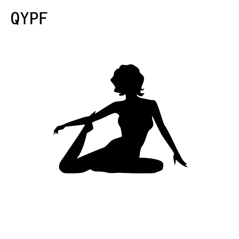 

QYPF 13.8*11.2 Vinyl Yoga Meditation Pose Girls Decor Car Sticker Accessories C16-1928
