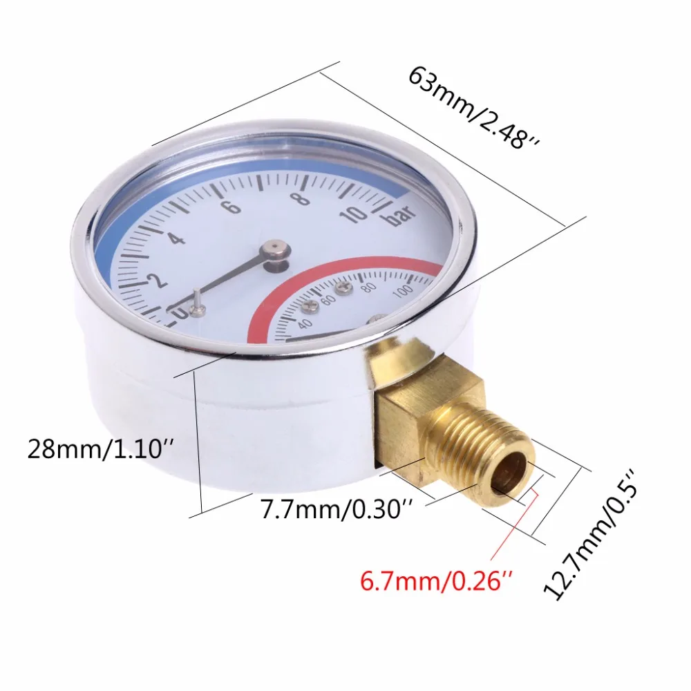 10 бар температура манометр метр G1/4 нитки 2 в 1 термометр монитор тестер инструменты