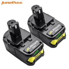 Powtree 18 в 4000 мАч для Ryobi Li-Ion P108 P 108 аккумуляторная батарея для Ryobi батарея RB18L40 P2000 P310 для BIW180 L30