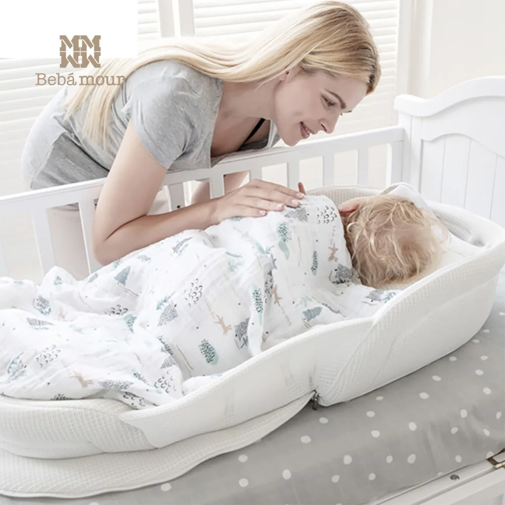 

Bebamour Baby Crib Foldable Bionic Baby Crib Washable and Breathable Travel Bed Portable 3D Bionic Crib for Newborn Babies