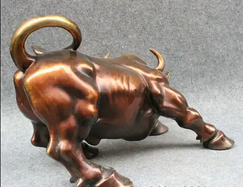 Shitou 001778 18 "народные Китай Год Зодиак Чистая Бронзовый Украшения Фэншуй Сильный Бык Бык Статуя скидка 30% (C0324)
