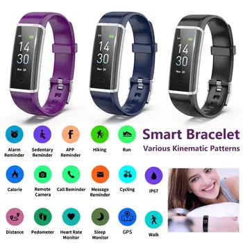 

IP68 Waterproof Smart Wristband Fitness Tracker Bracelet Touch Screen Message Heart Rate Sleep Monitor Watch Smart Band