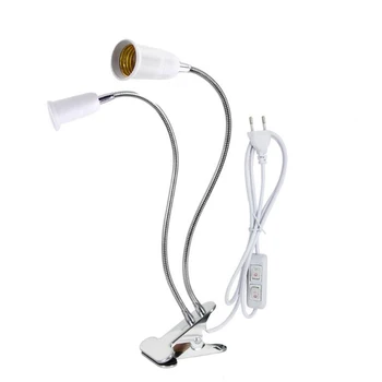 

Double Head E27 Lamp Base Bracket EU US Universal Hose Clamp Lamp Holder with Clip for Plant Lighting
