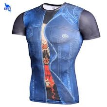 Веселая 3D-печать компрессионная футболка для бега мужские футболки для кроссфита фитнеса и спортзала спортивные футболки быстросохнущие колготки телесного цвета с короткими рукавами