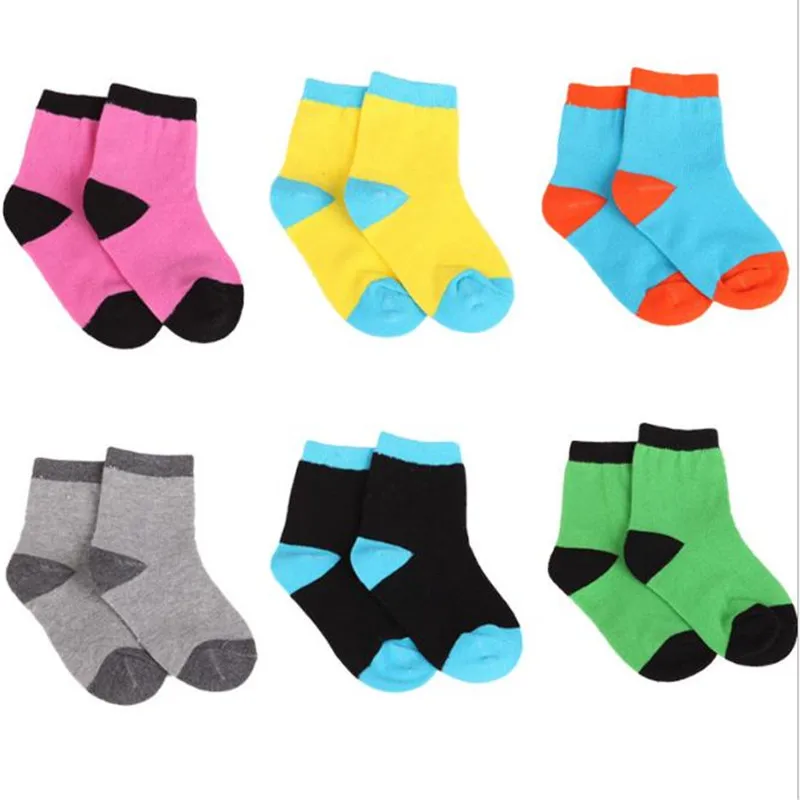 20 штук = 10 пар, весенне-осенние хлопковые детские Носки ярких цветов для девочек, носки для мальчиков, носки для детей 1-9 лет