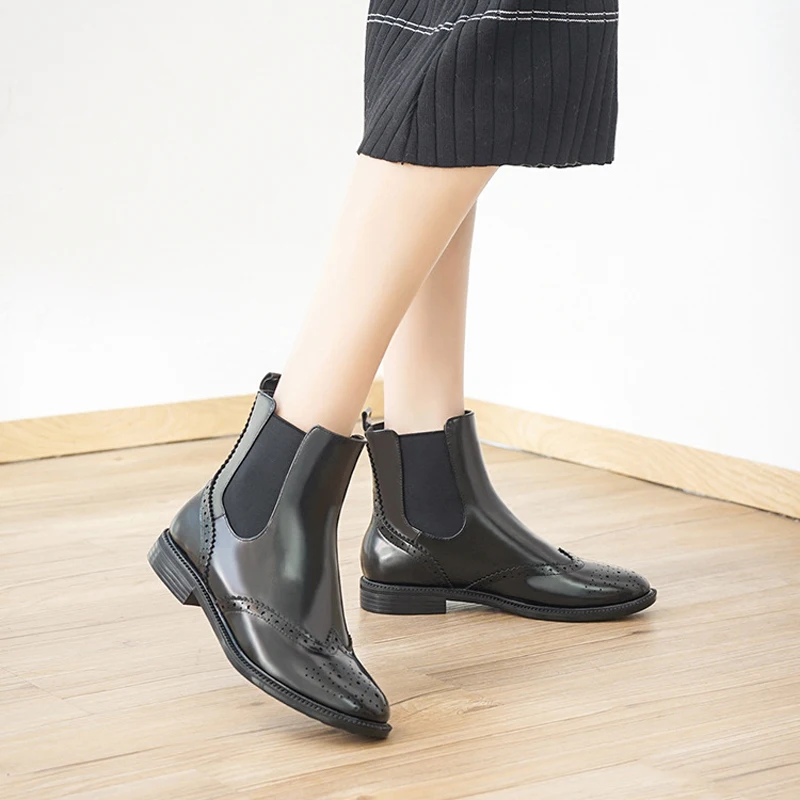

Jookrrix 2018 Warm Shoes Women Fashion Brand Chelsea Boots Lady Autumn chaussure Adult Girl footware Winter Ankle Boots Med Heel