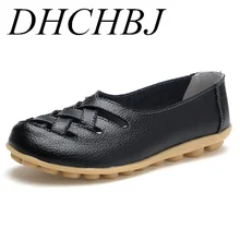 Женская обувь; повседневные женские лоферы из натуральной кожи для вождения; модные мокасины на плоской подошве; большие размеры 35-44