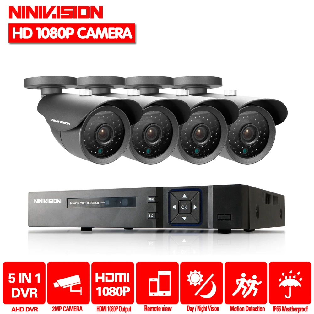 Комплект домашнего видеонаблюдения 4CH 1080P 1080N AHD DVR 4 x 3000TVL 2.0MP Водонепроницаемая