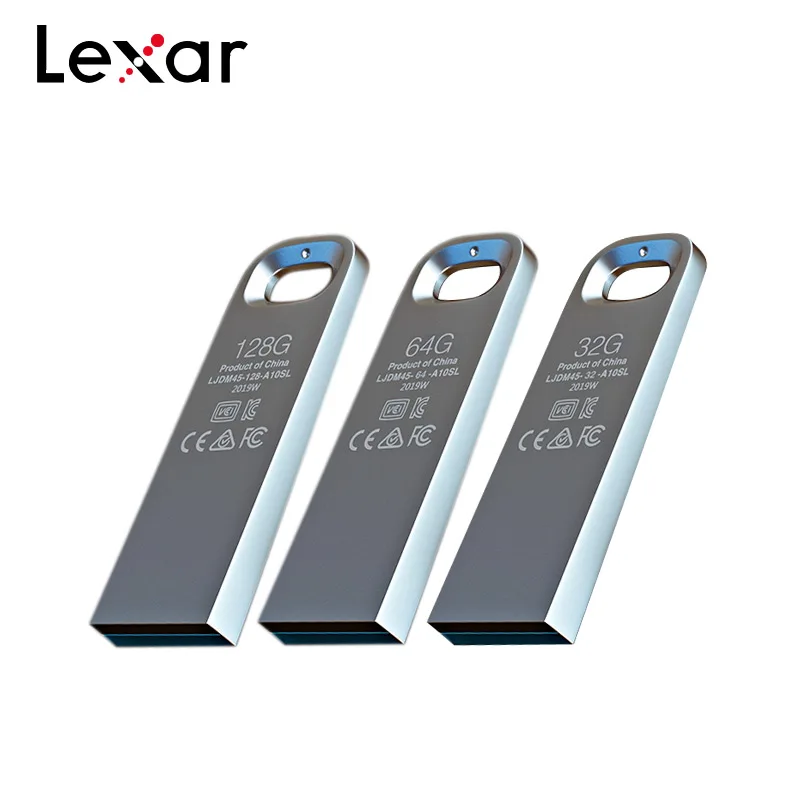 Lexar Jumpdrive M45 флеш-накопитель USB 3,0 Max 100 МБ/с. металлический флеш-накопитель 128 Гб 64 Гб оперативной памяти, 32 Гб встроенной памяти, флэш-накопитель USB флеш-накопитель