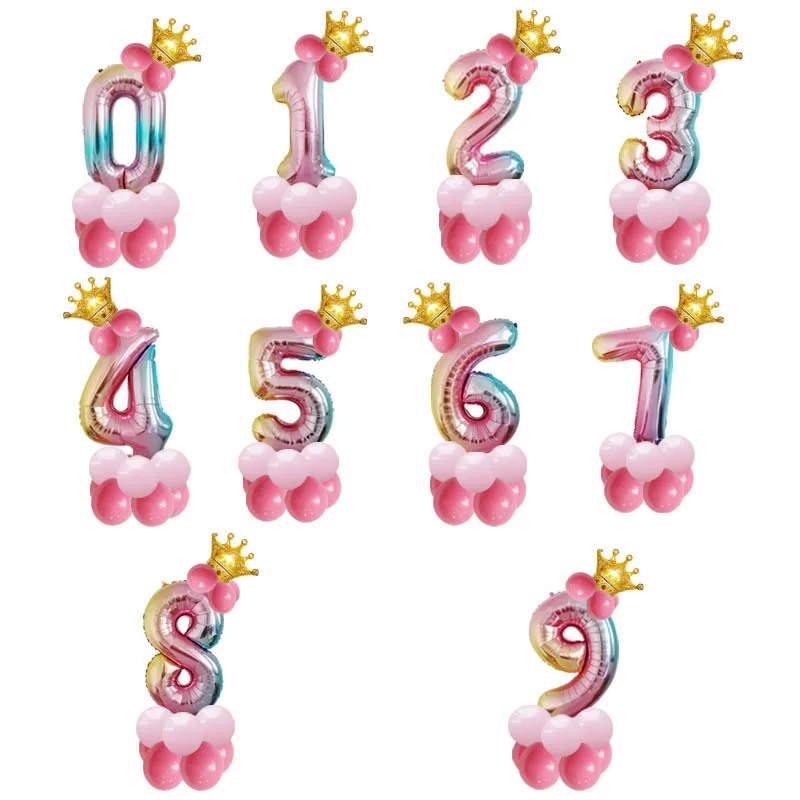 

32 Inch Rainbow Gradient Number Balloons Boy Girls First Birthday Party Decorations Kids Adult Wedding Baby Shower Decorations