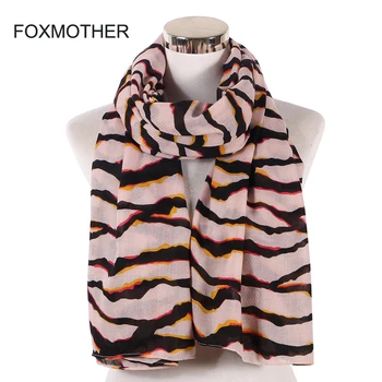 

FOXMOTHER New Fashion Winter Spring Black Striped Leopard Zebra Muslim Hijab Shawl Scarfs Women Ladies