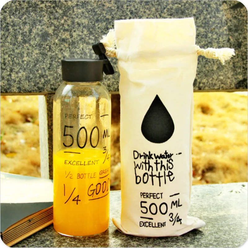 Bottle Cup Borosilicate Glass Bottle Fresh Student Lovers Style Glass Cow Milk Mug Cup Couple Creative Couple Glass Water Bottle