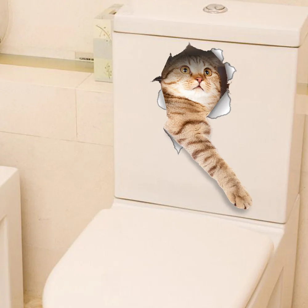 Новинка 3D Наклейка на стену в виде животного для ванной комнаты|cat wall stickers|pvc