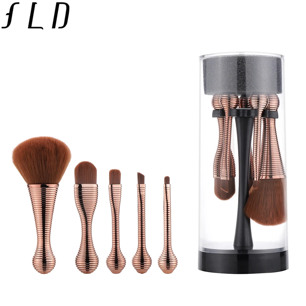 

FLD Portable Makeup Brushes Set Mini Eye Blush Powder Brush Foundation Brushes With Holder Cosmetic Tools Kit
